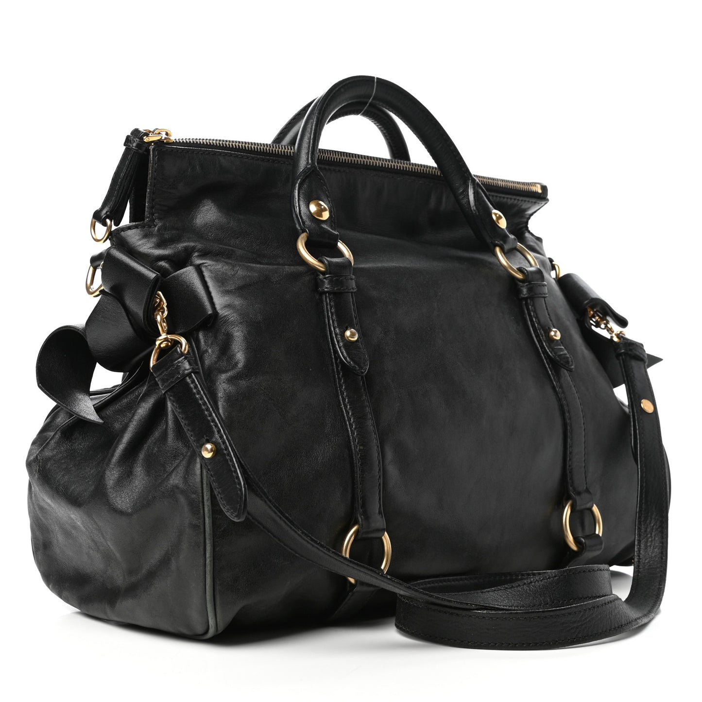 Vitello Lux Bow Bag Black