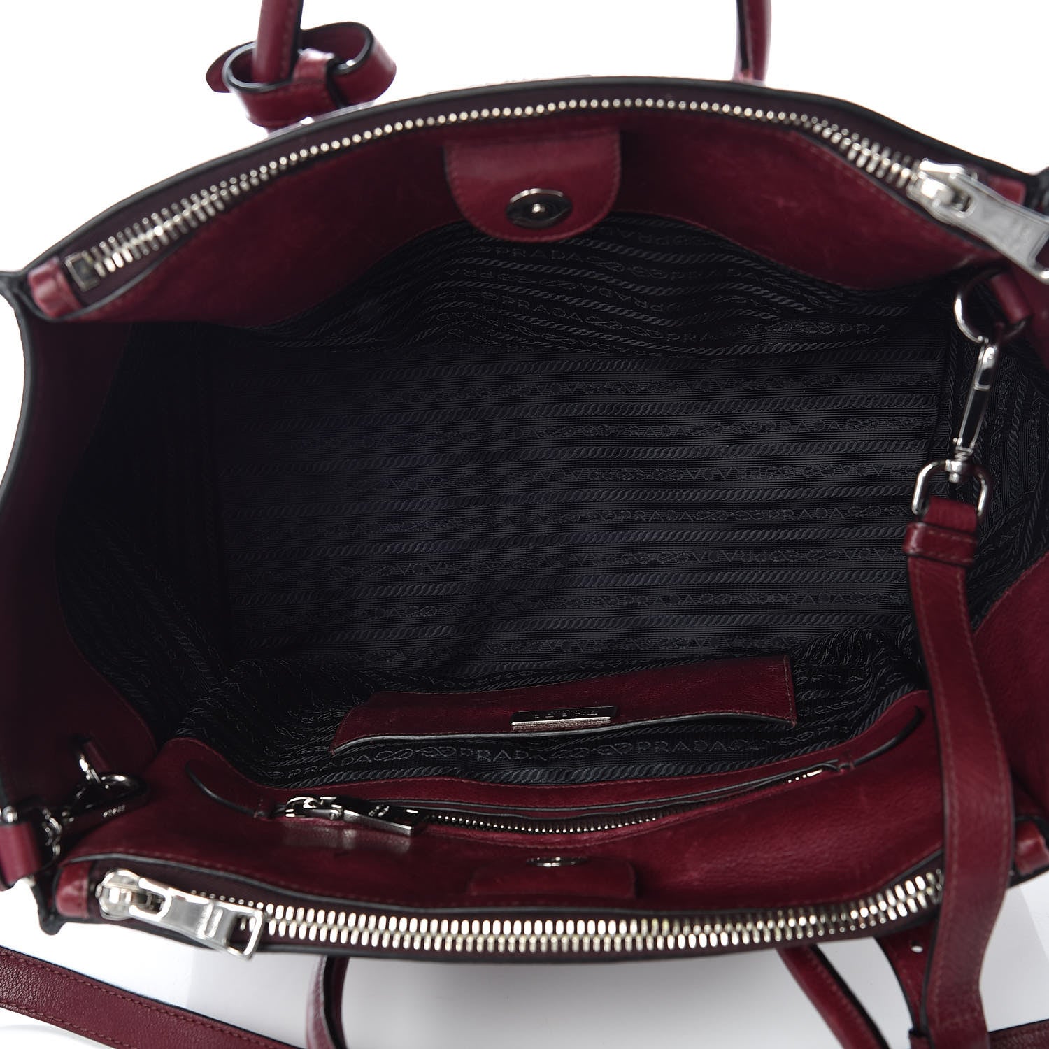 Prada Glace Calfskin Twin Pocket Tote Fuxia 7 of 22