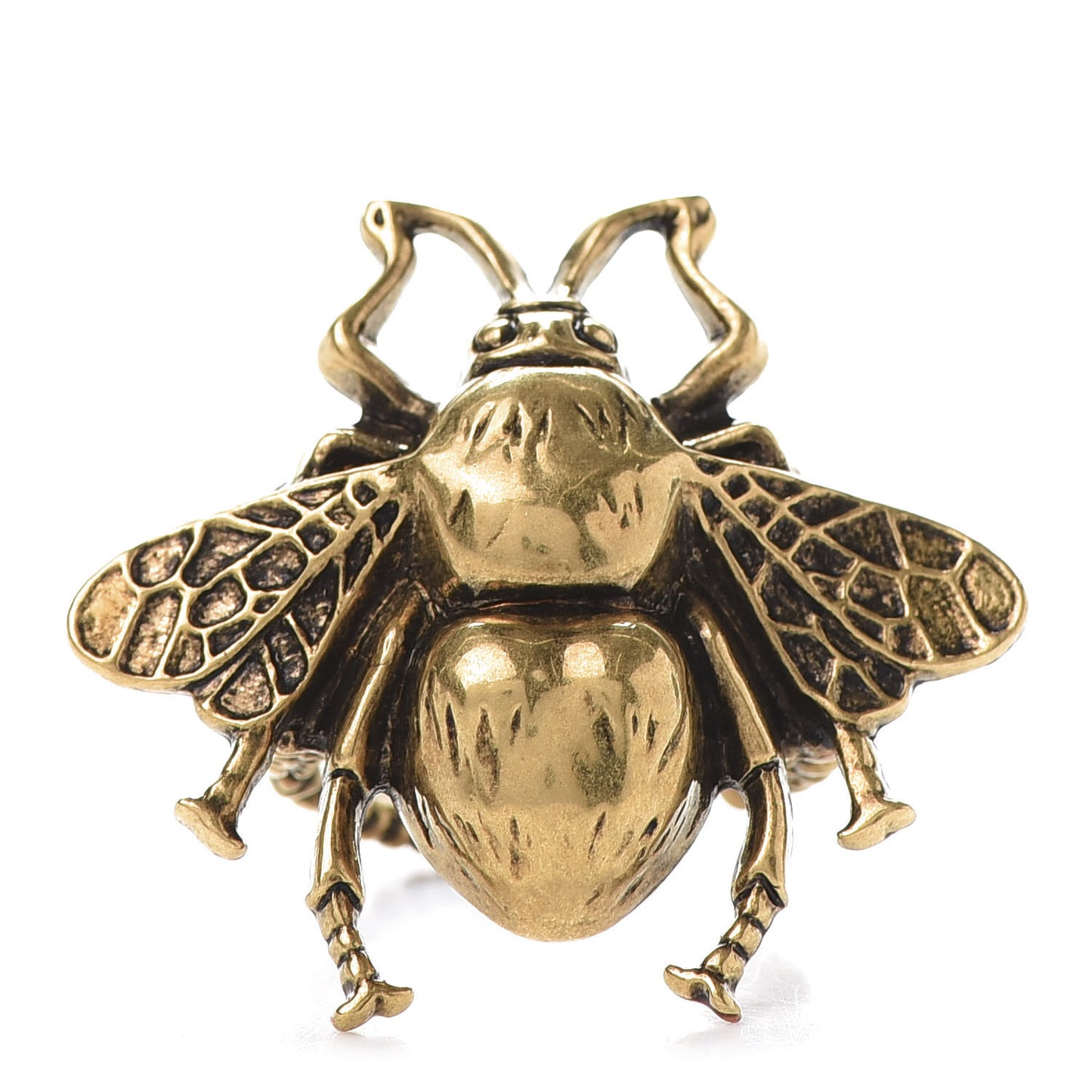 Metal Enamel Bee Ring 7.5 Aged Gold