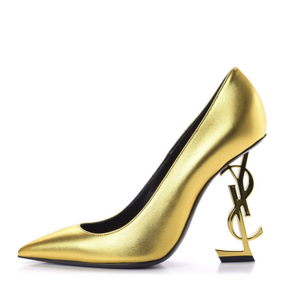 Saint Laurent Metallic Calfskin Opyum 110 Pumps 37 Oro 1 of 10
