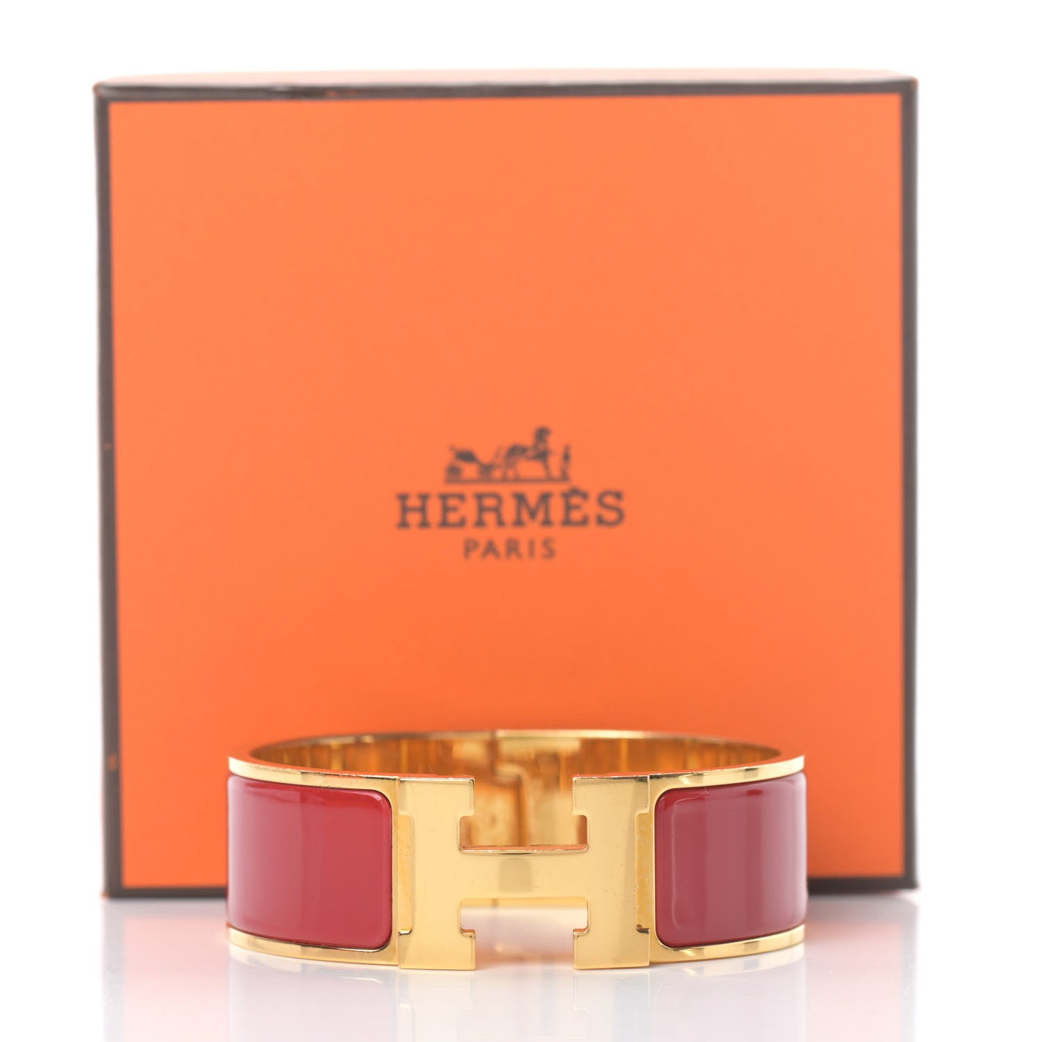 Hermes Enamel Wide Clic Clac H Bracelet PM Red 6 of 6