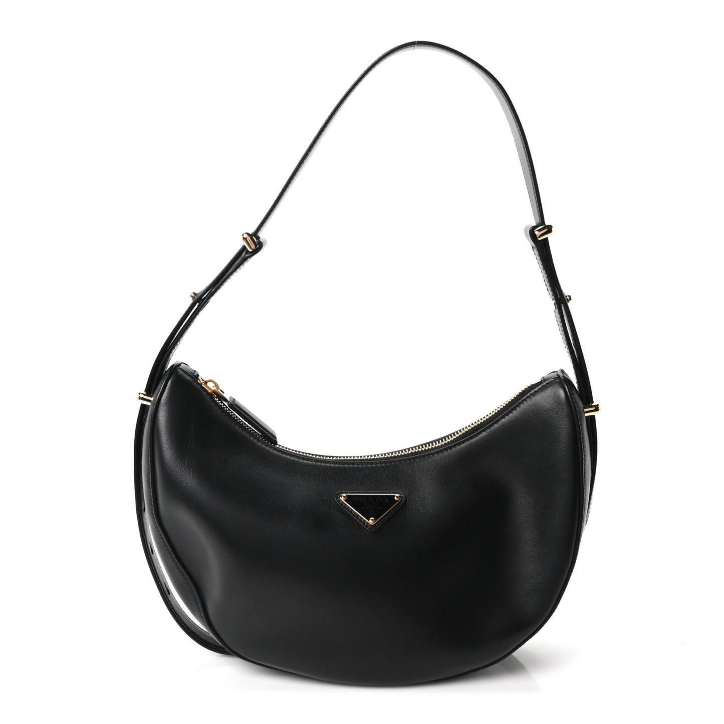 Soft Calfskin Arque Shoulder Bag Black