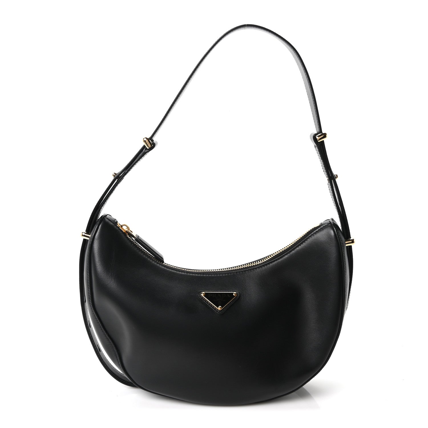 Prada Soft Calfskin Arque Shoulder Bag Black 1 of 10