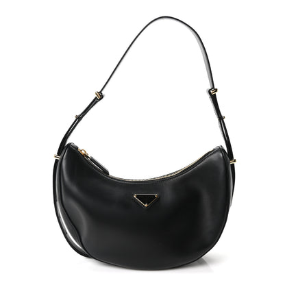 Prada Soft Calfskin Arque Shoulder Bag Black 1 of 10