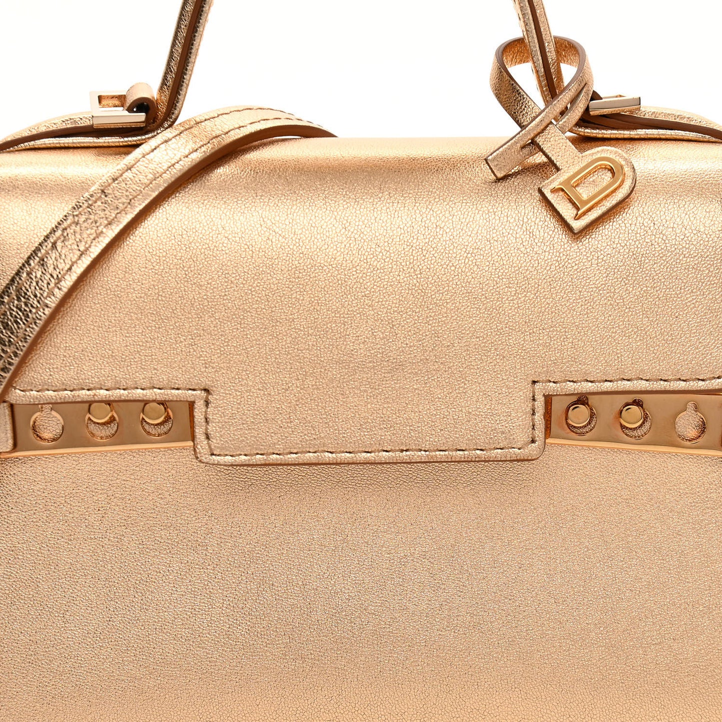 Metallic Calfskin Micro Tempete Satchel Or Rose