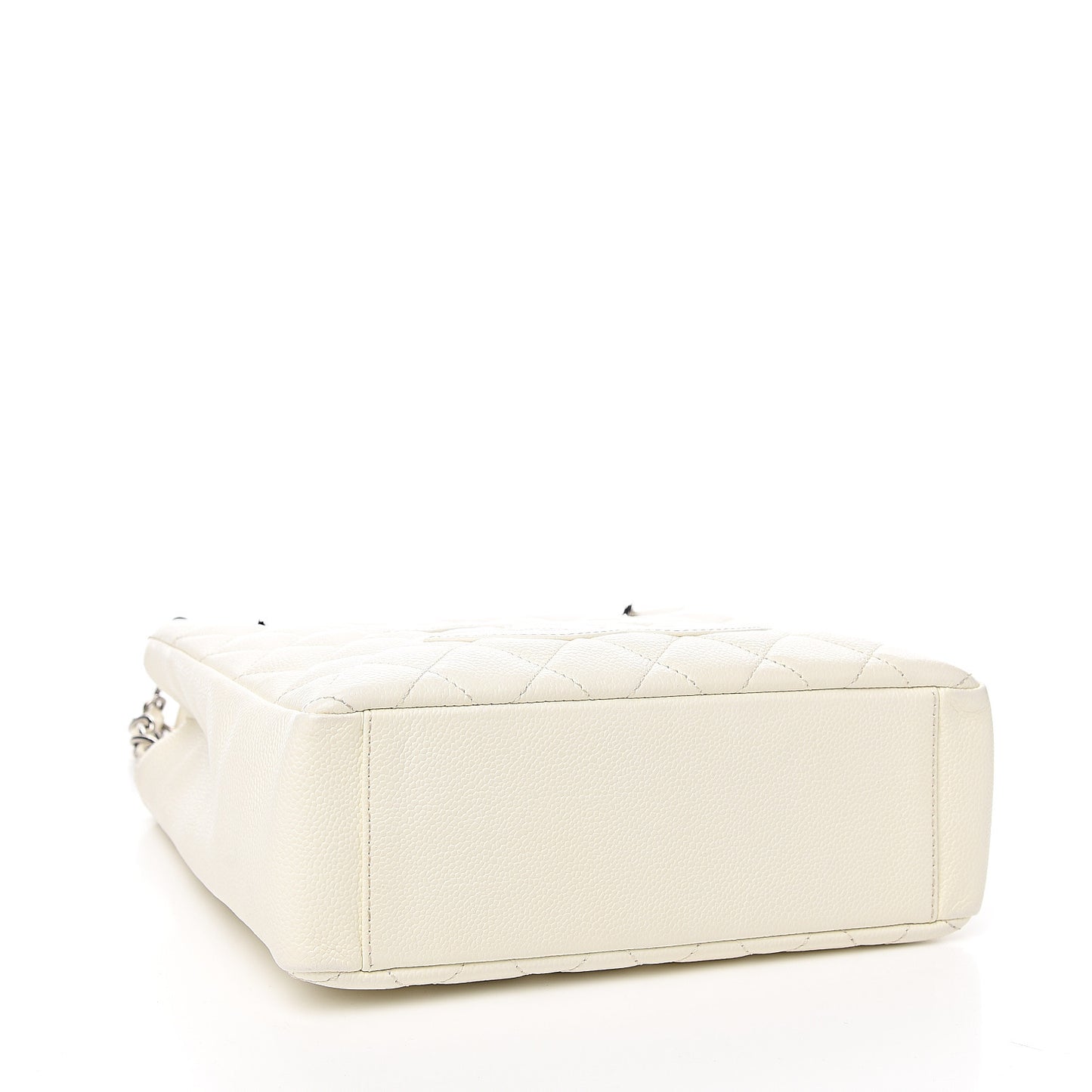 Caviar Quilted Petit Shopping Tote PST White