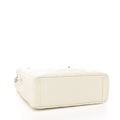 Chanel Caviar Quilted Petit Shopping Tote PST White 3 of 9