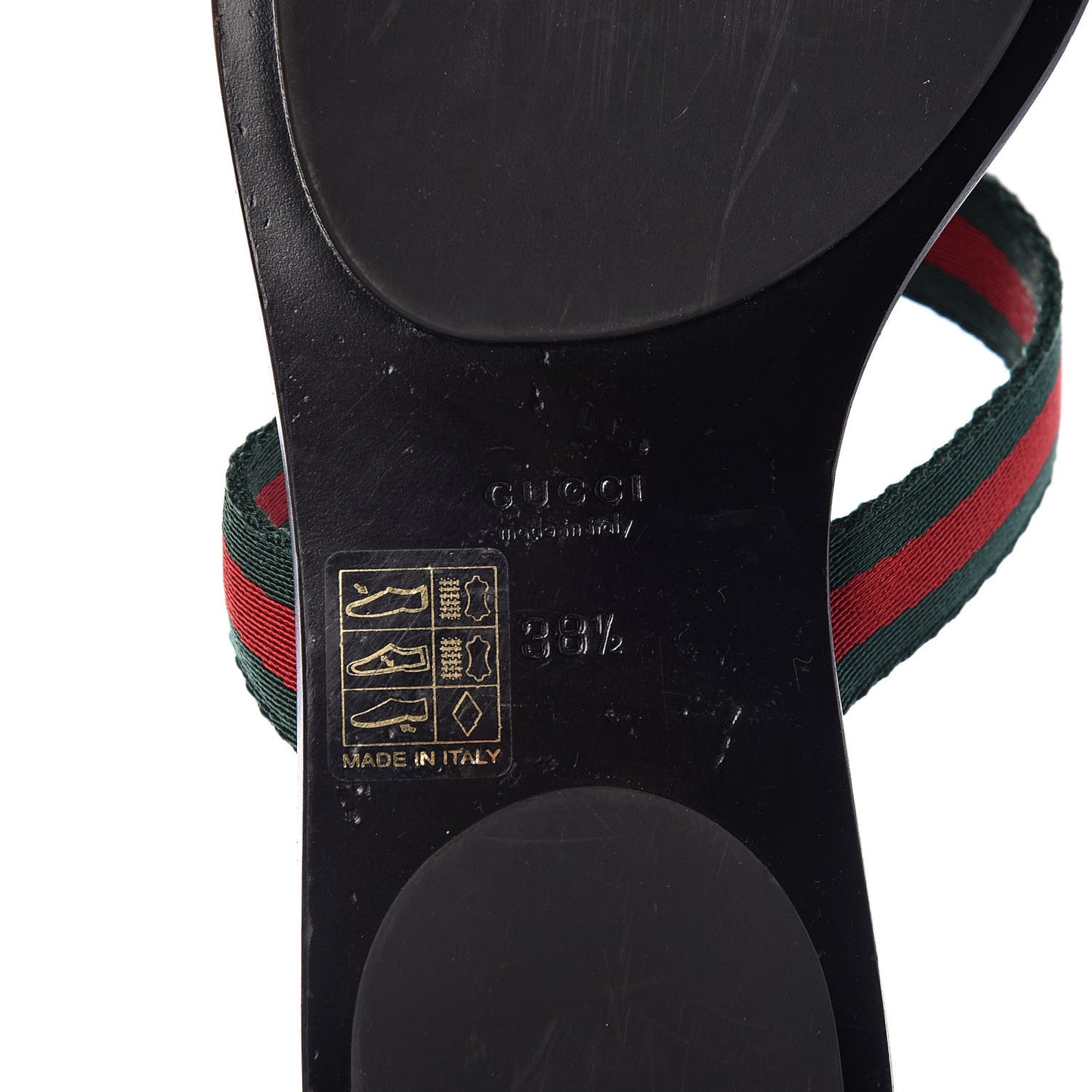 Nylon Guccissima Web Womens Thong Sandals 38.5 Green Red Black