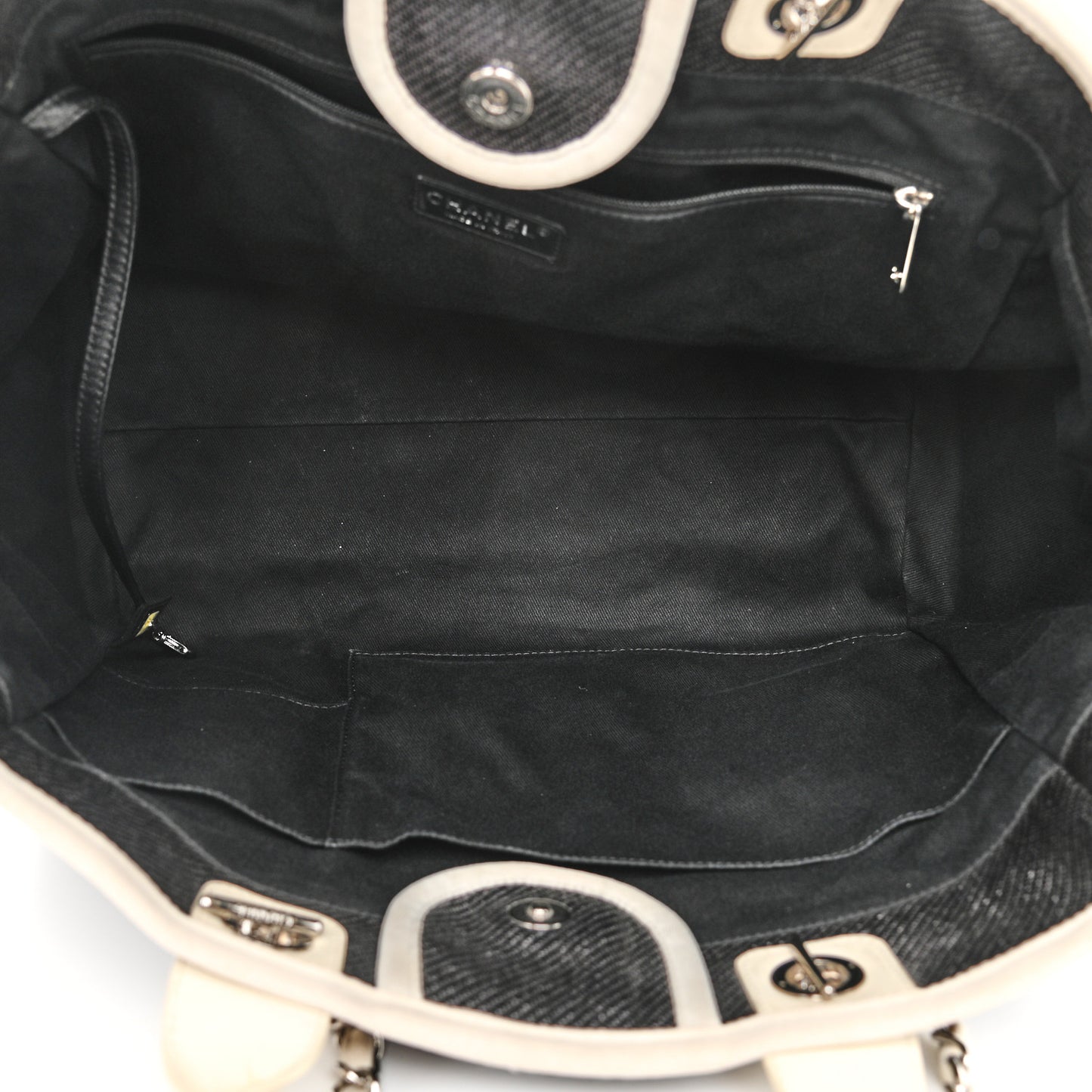 Canvas Medium Deauville Tote Black White