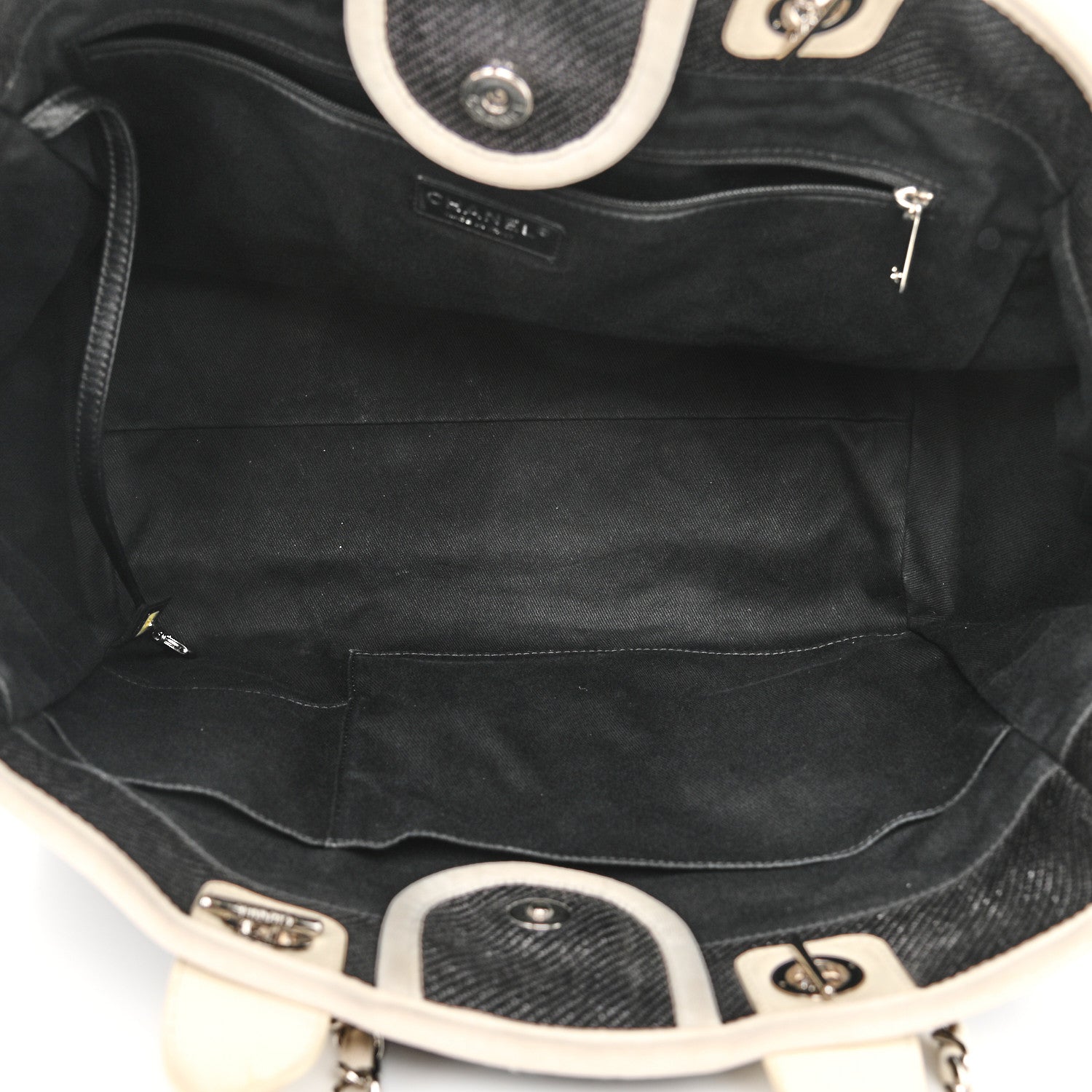 Chanel Canvas Medium Deauville Tote Black White 4 of 12