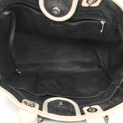Chanel Canvas Medium Deauville Tote Black White 4 of 12