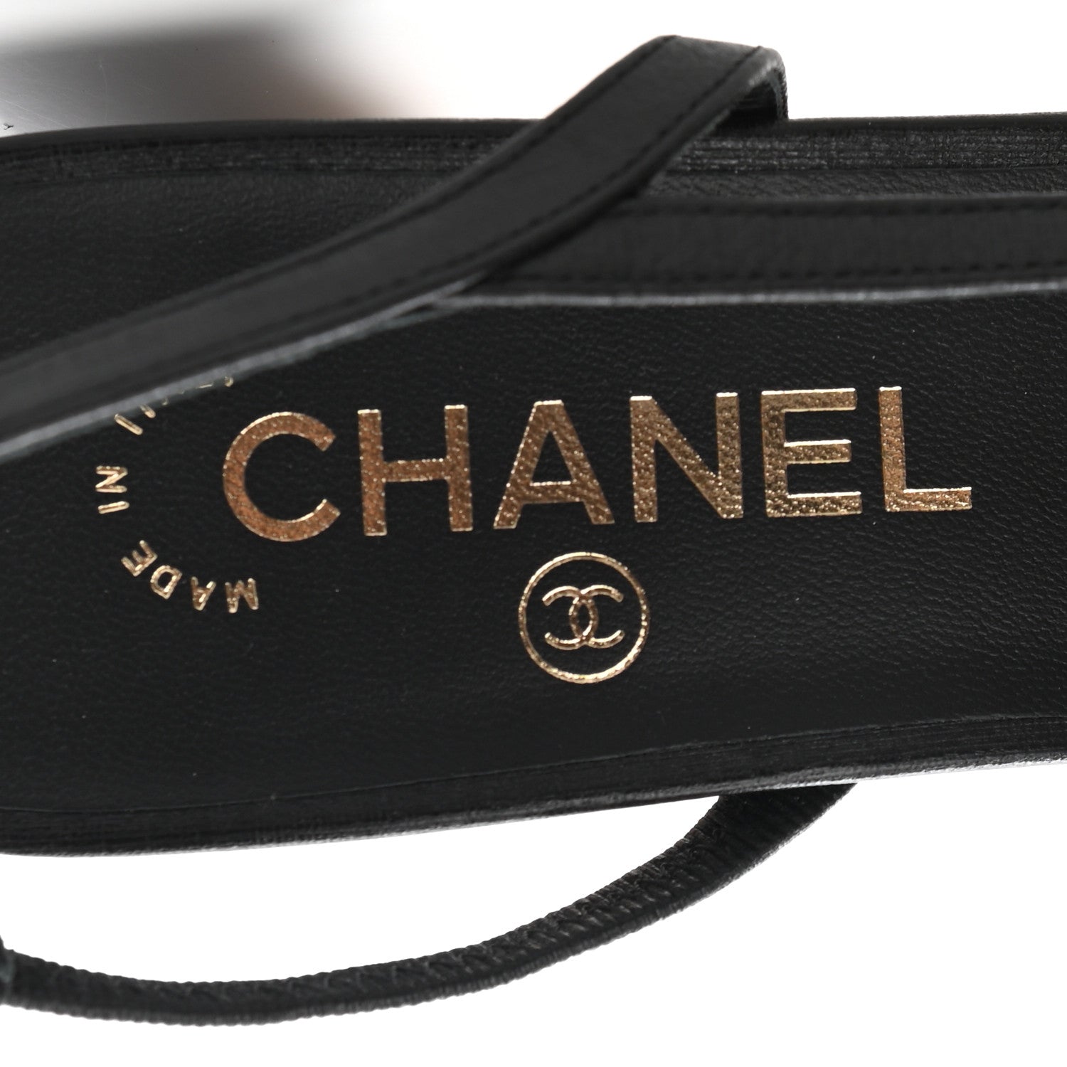 Chanel Goatskin Calfskin Cap Toe CC Slingback Sandals 39.5 Black 7 of 8
