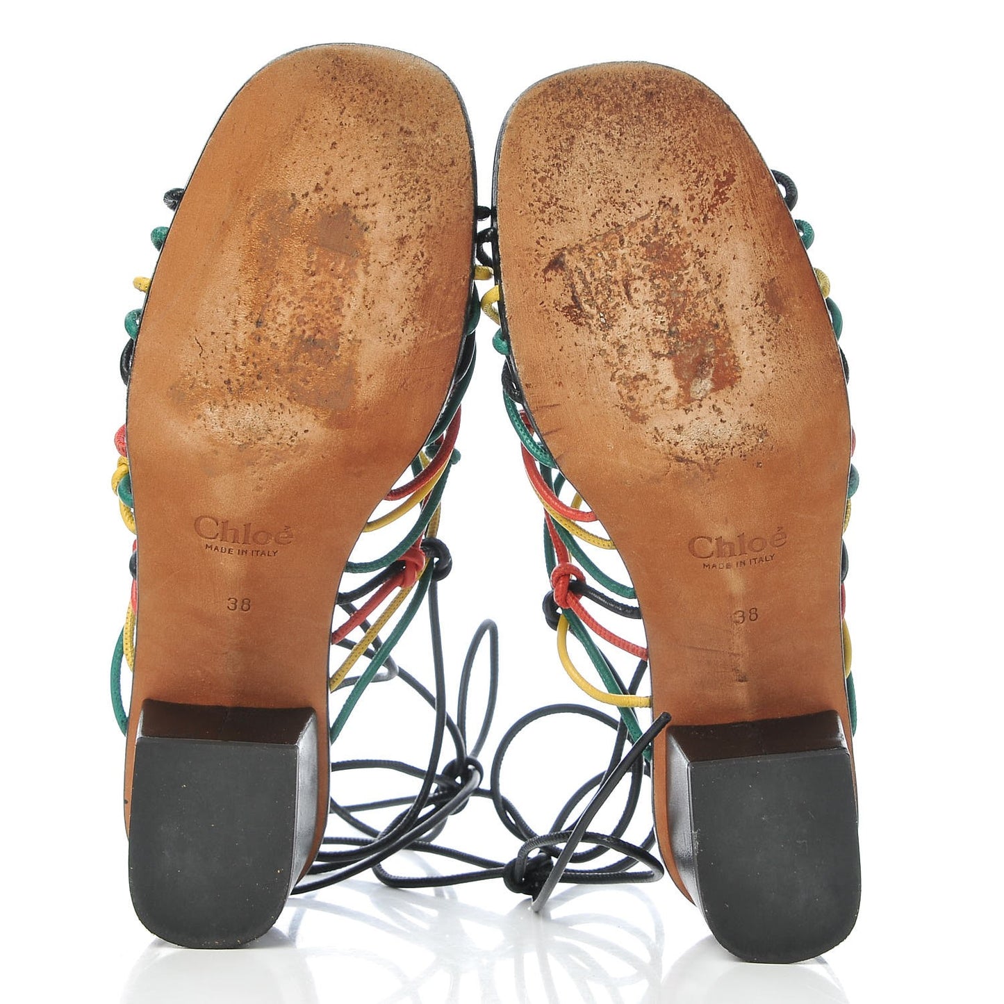 Lambskin Knotted Lace Up Sandals 38 Multicolor