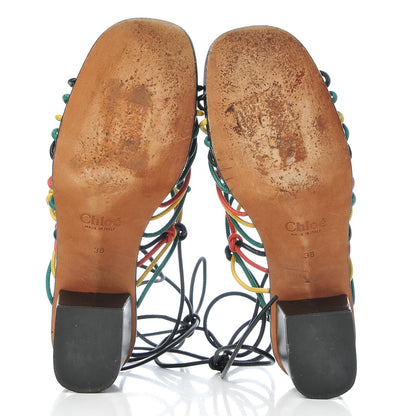 Chloe Lambskin Knotted Lace Up Sandals 38 Multicolor 7 of 11
