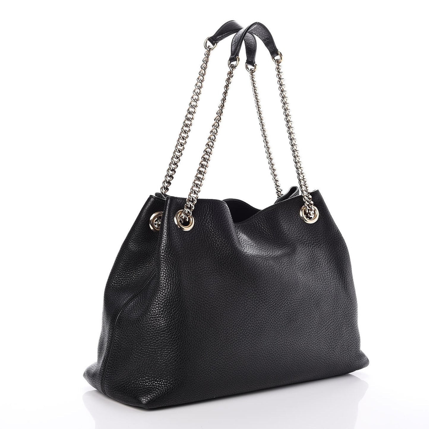 Pebbled Calfskin Medium Soho Chain Shoulder Bag Black