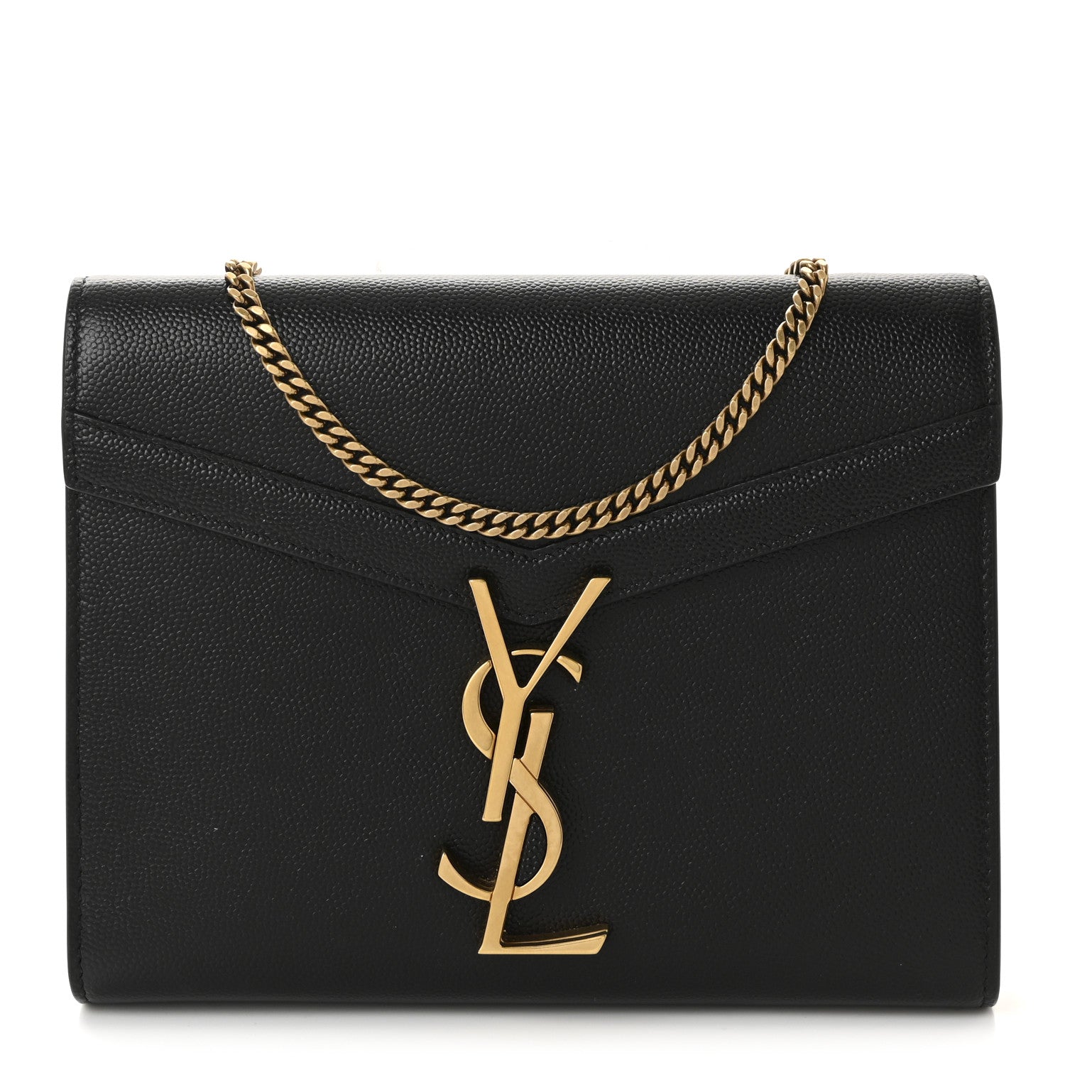Saint Laurent Grain De Poudre Monogram Cassandra Chain Wallet Black 1 of 10
