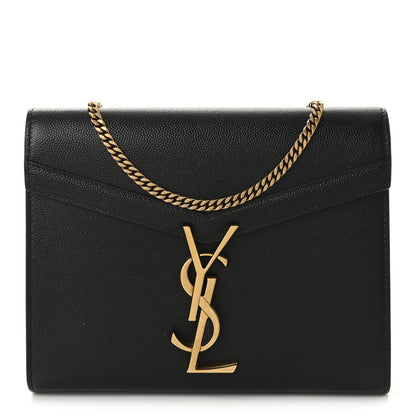 Saint Laurent Grain De Poudre Monogram Cassandra Chain Wallet Black 1 of 10
