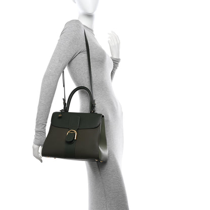 Delvaux Grained Calfskin Bi-Color Brillant MM Satchel Kaki 2 of 11
