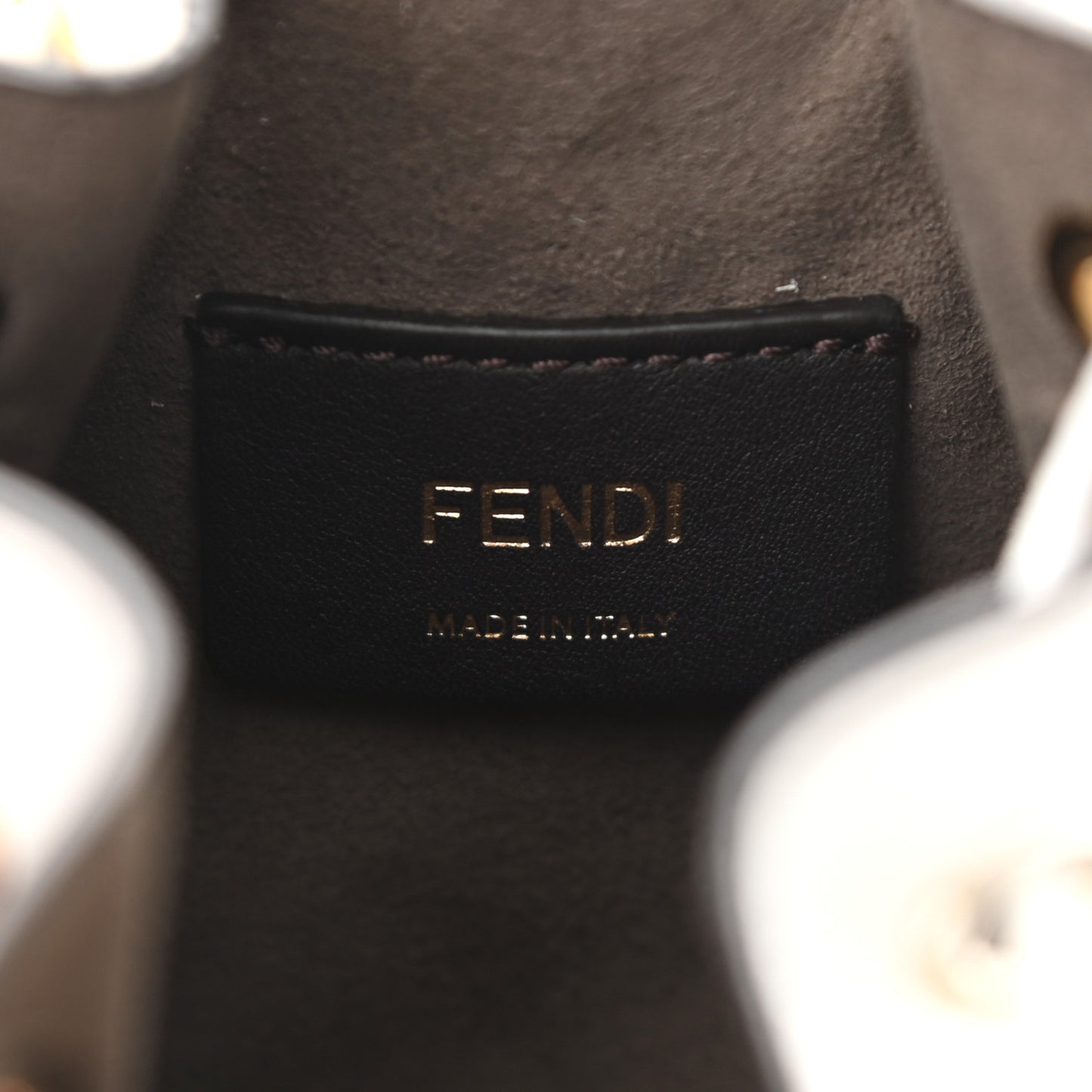 Vitello Liberty F is Fendi FF Studded Mini Mon Tresor Bucket Bag White