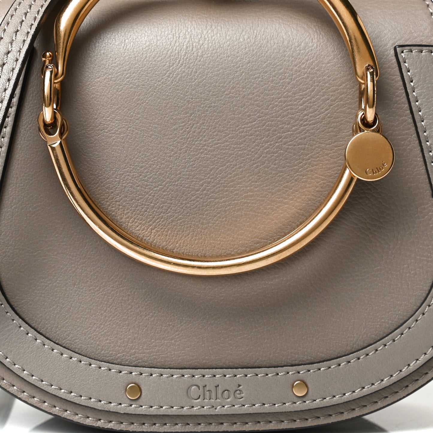 Calfskin Suede Small Nile Bracelet Bag Motty Grey