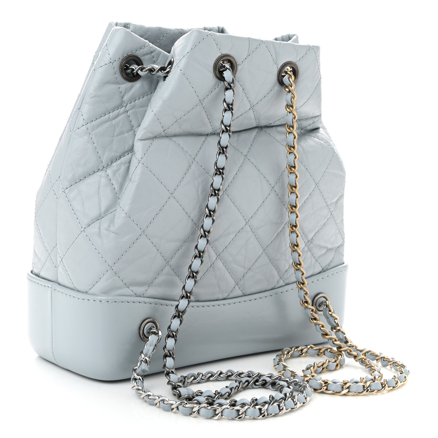 Chanel Aged Calfskin Quilted Small Gabrielle Backpack Light Blue 3 of 10