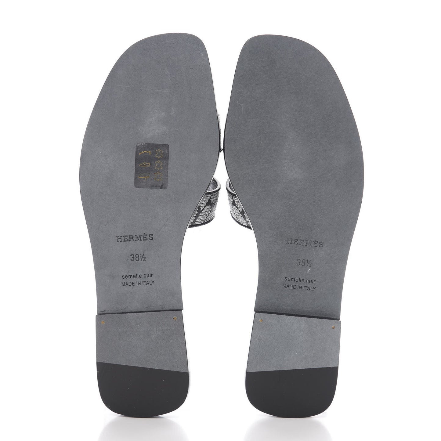 Calfskin Embroidered Oran Sandals 38.5 Black Gris Argente