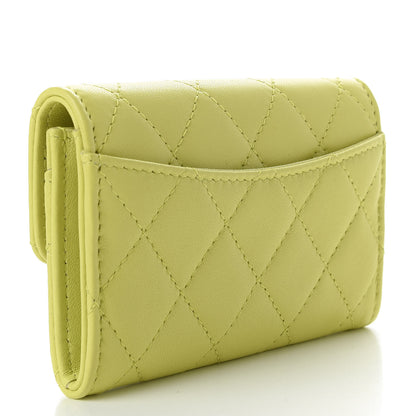 Chanel Lambskin Quilted Flap Card Holder Yellow 3 of 9