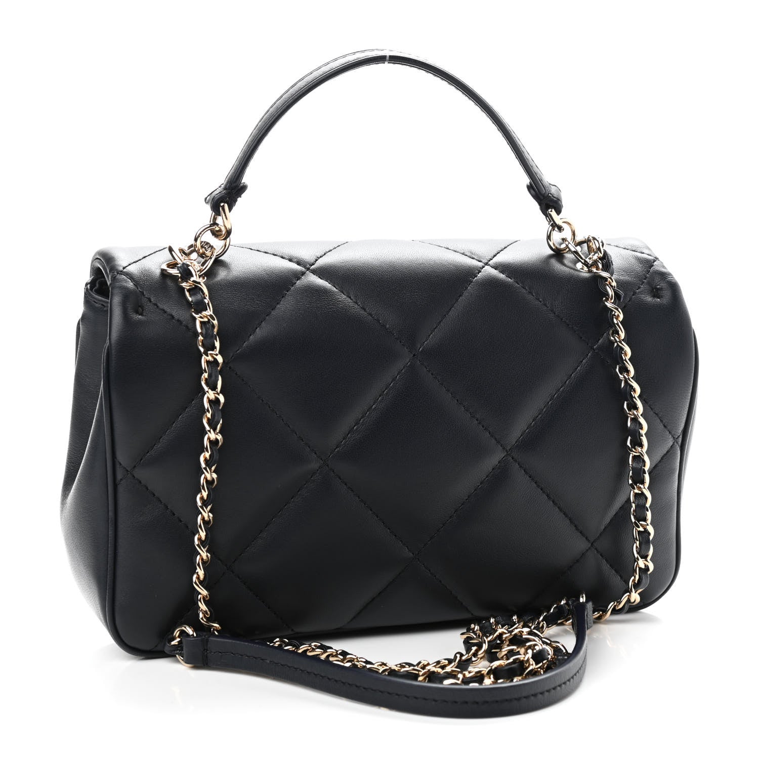 Chanel Lambskin Quilted Small Easy Carry Flap Navy 3 of 9