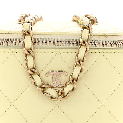 Chanel Caviar Quilted Mini Vanity Case With Chain Light Yellow 8 of 13