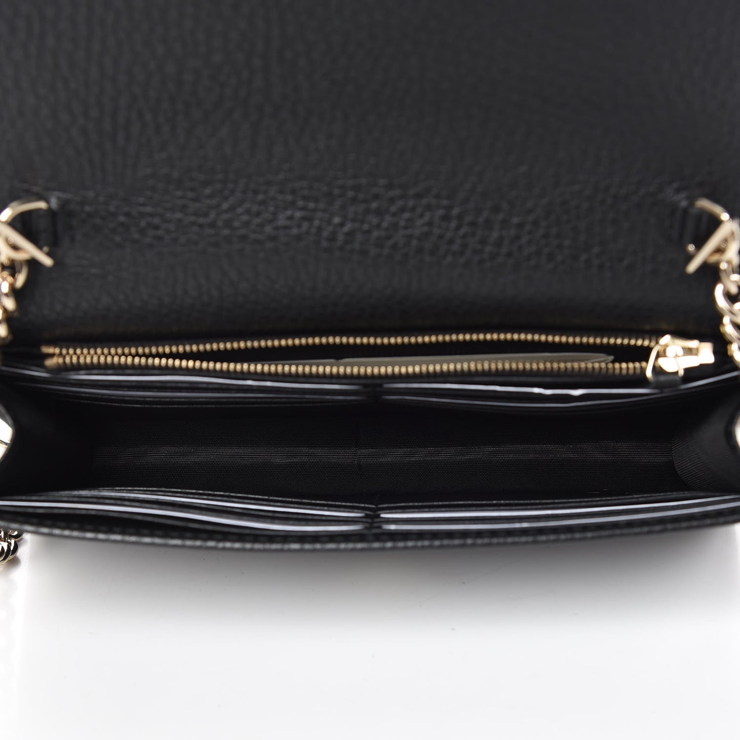 Dollar Calfskin Interlocking G Chain Wallet Black