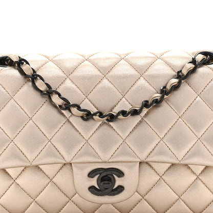 Chanel Metallic Lambskin Quilted Medium Double Flap Gold Black 8 of 10