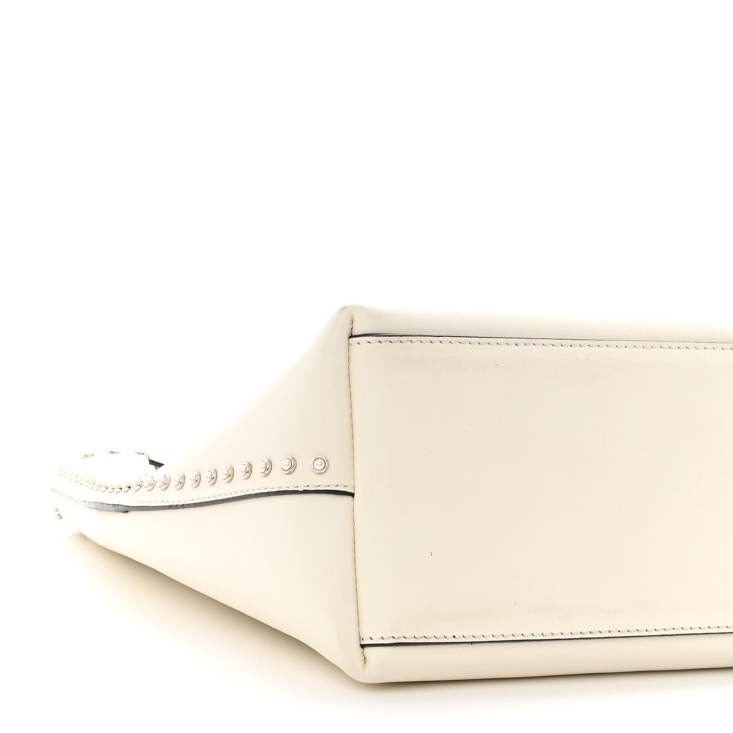 Smooth Calfskin Studded Pearl Tote White