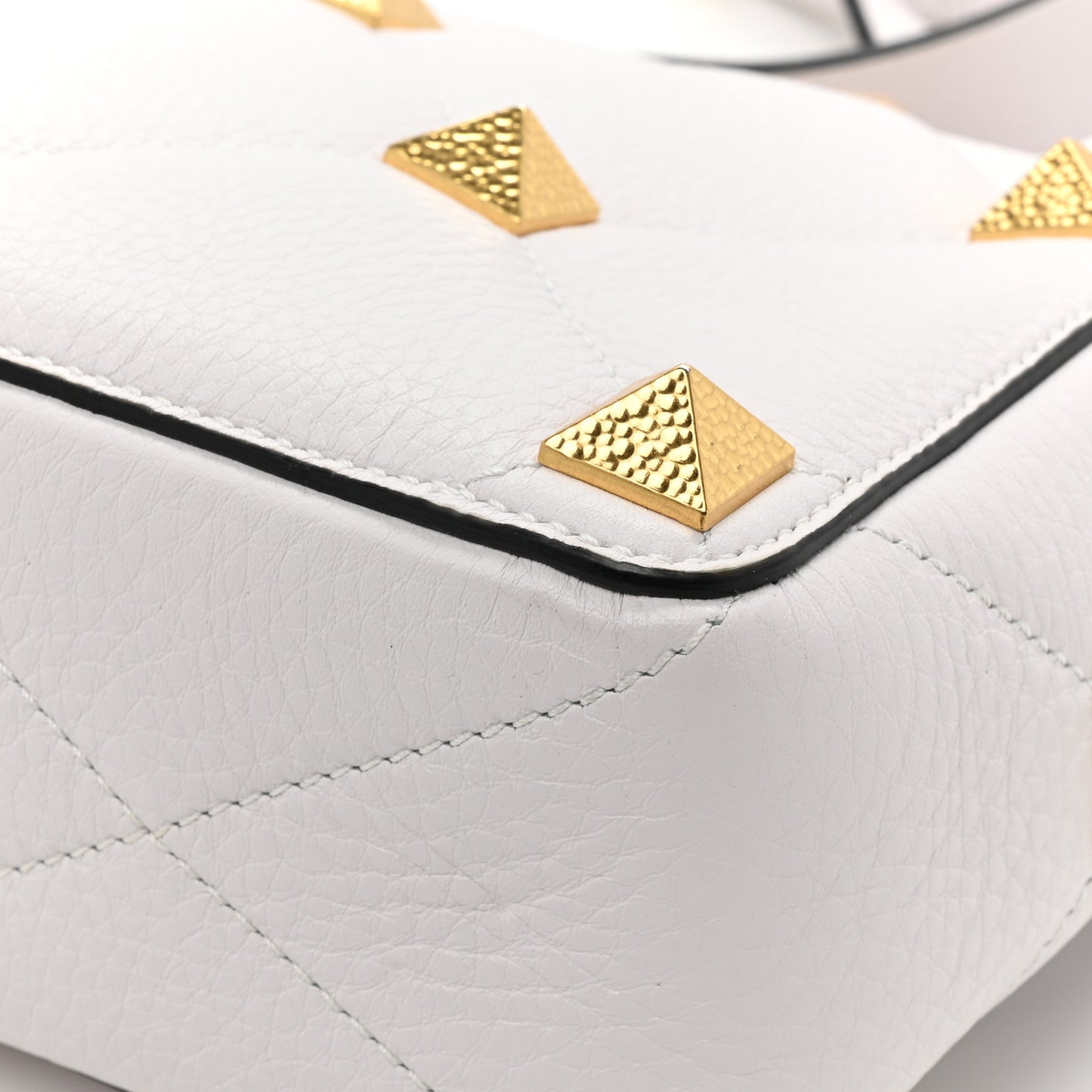 Grained Calfskin Medium Roman Stud Shoulder Bag Ivory