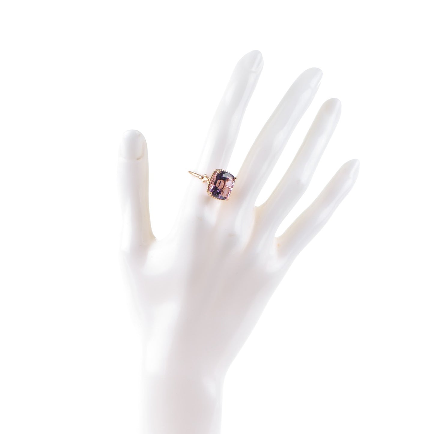 18K Rose Gold Amethyst Diamond Sparklers Cocktail Ring 52 6