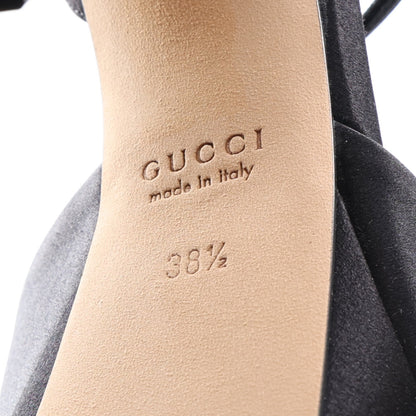 Gucci Raso Seta Granada Kid Crystal Horsebit Platform Sandals 38.5 Black 8 of 11