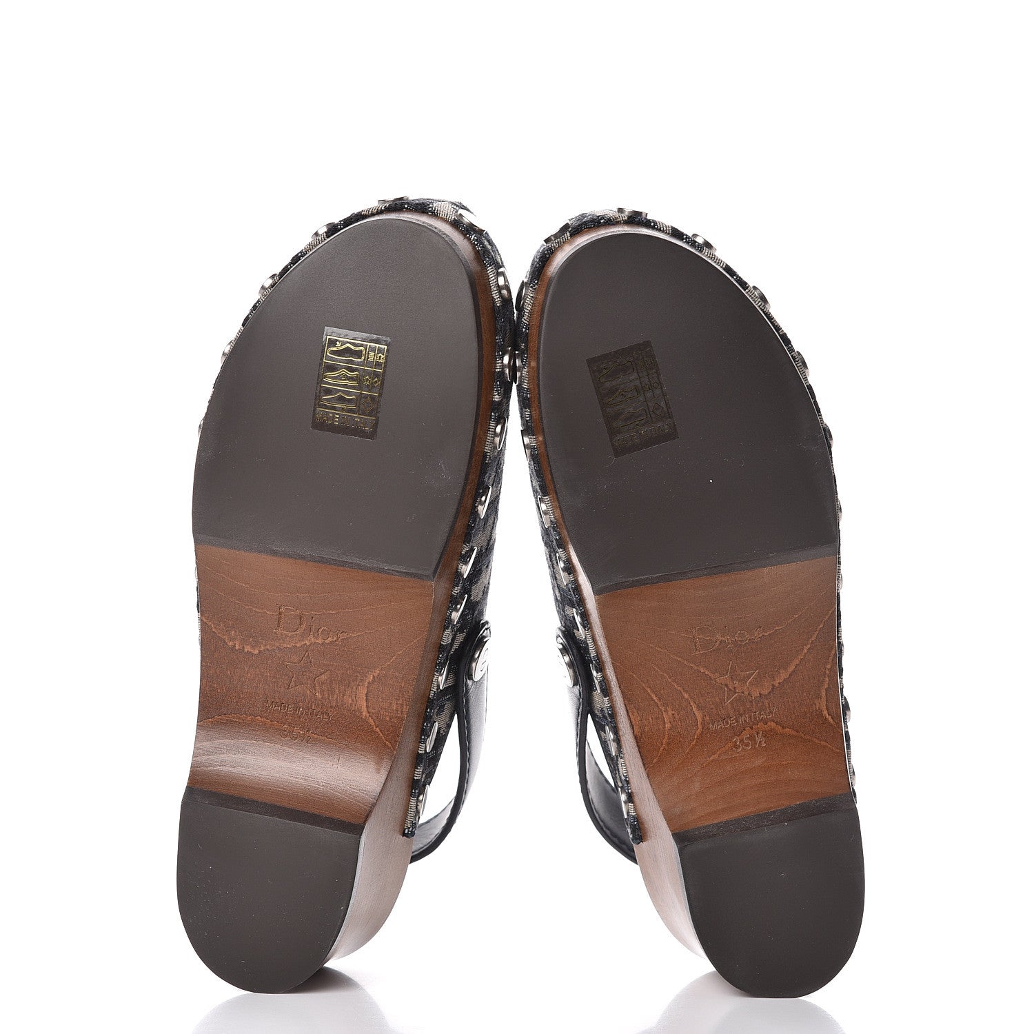 Christian Dior Canvas Oblique Diorquake 20mm Slingback Clogs 35.5 Deep Blue 5 of 10