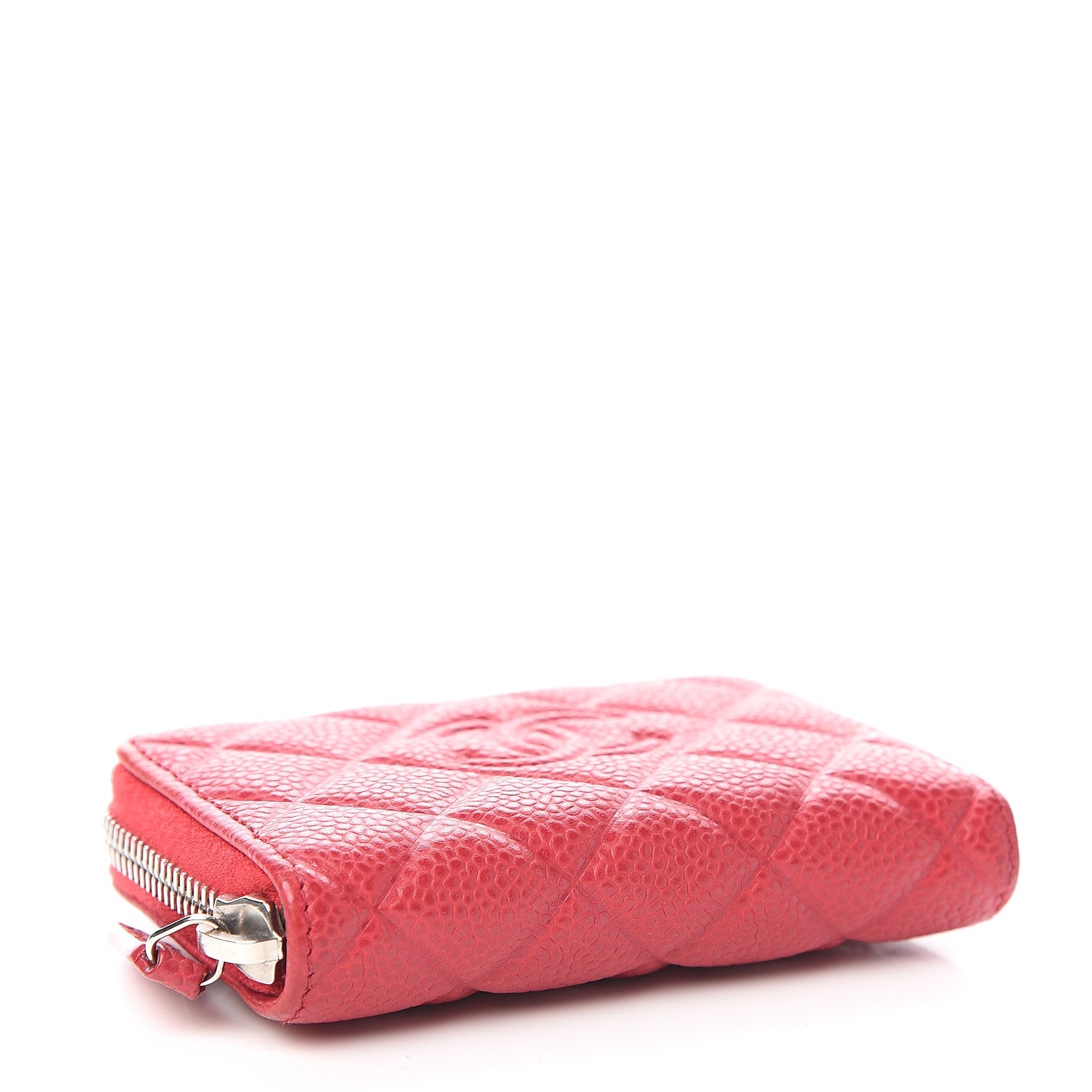 Chanel Caviar Quilted Diamond CC Zip Coin Purse Dark Pink 3 of 7