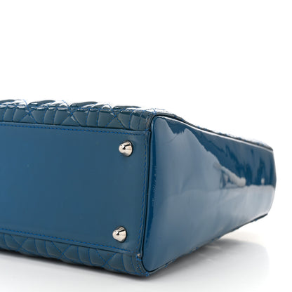 Christian Dior Patent Cannage Large Lady Dior Blue 10 of 14