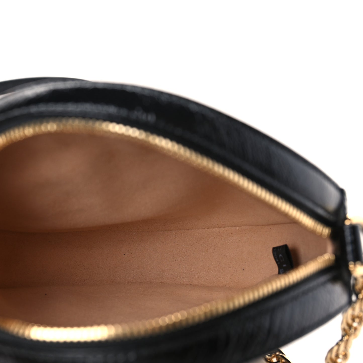 Suede Patent Web Mini Ophidia Round Shoulder Bag Black