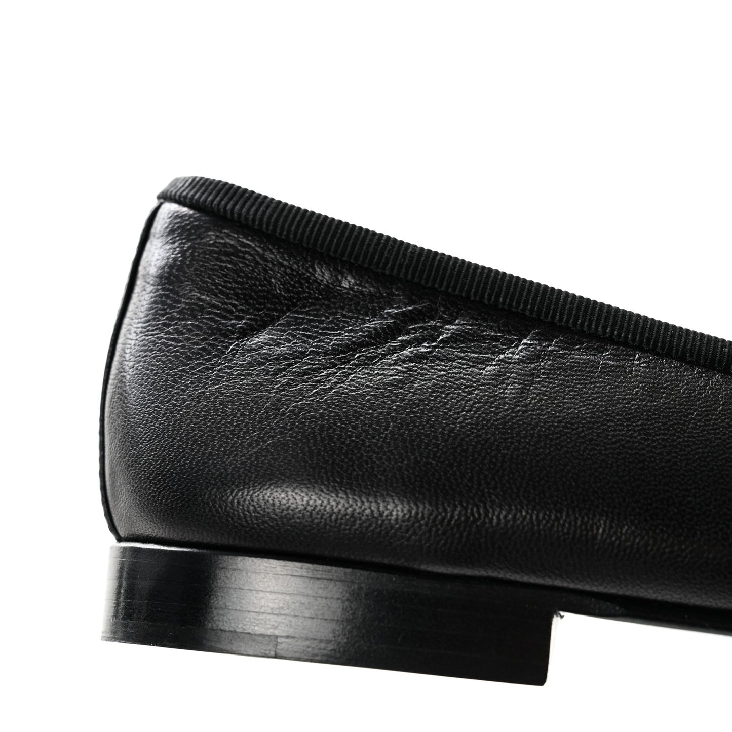 Lambskin Patent CC Cap Toe Ballerina Flats 35.5 Black