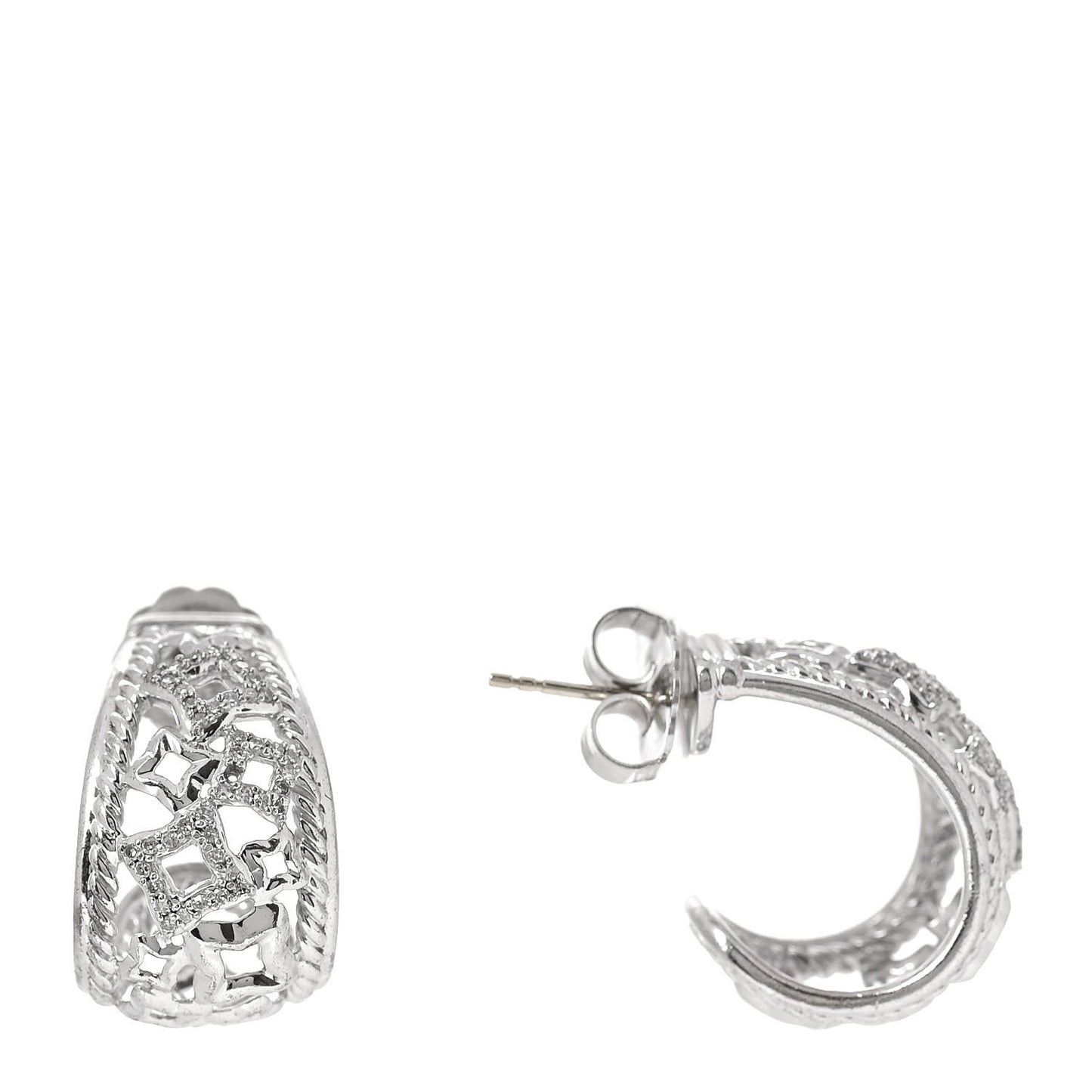 Sterling Silver Diamond Tapestry Hoop Earrings