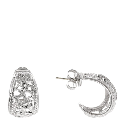 David Yurman Sterling Silver Diamond Tapestry Hoop Earrings 1 of 4