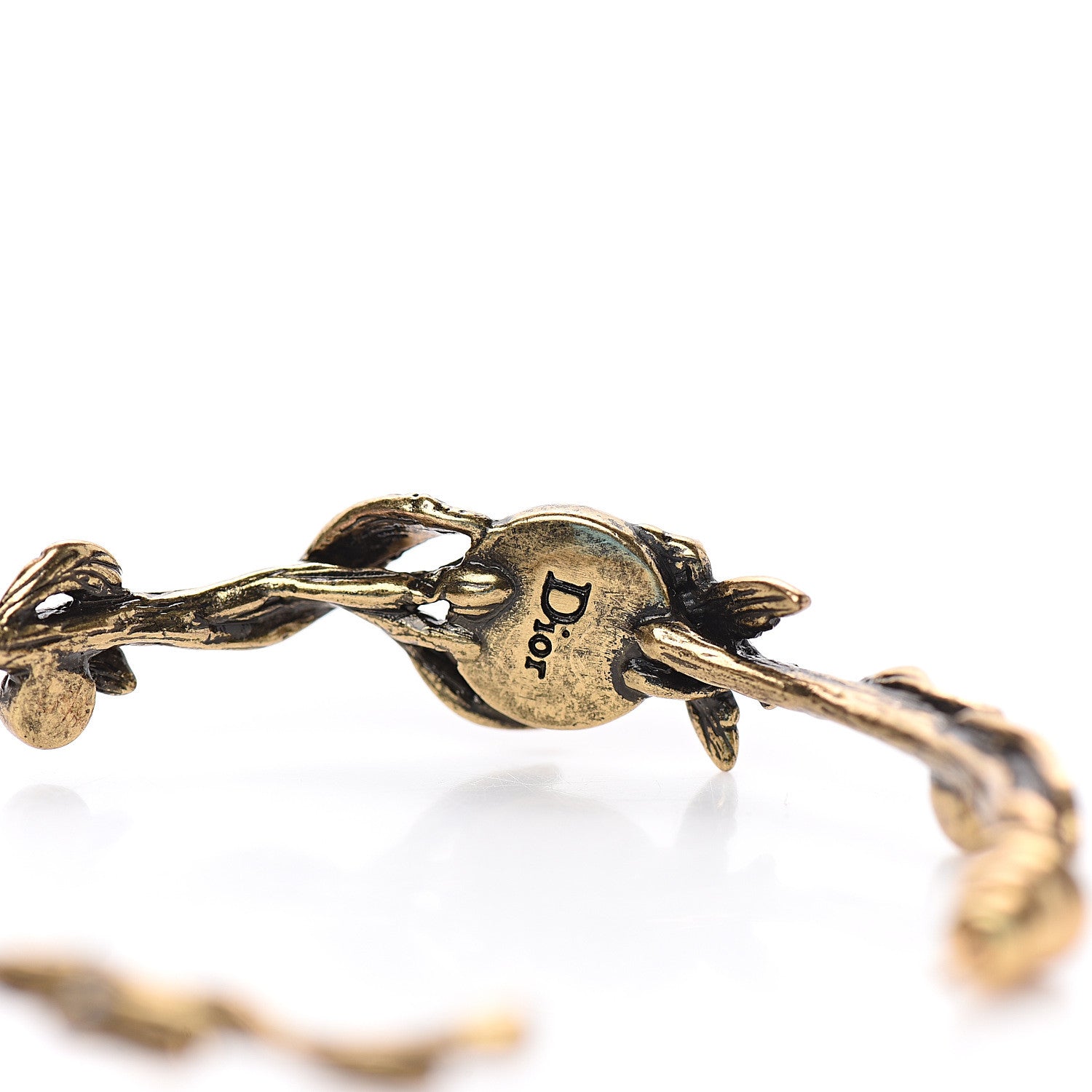 Christian Dior Metal Resin J'Adior Hoop Earrings Aged Gold 4 of 4