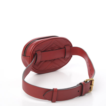 Gucci Calfskin Matelasse GG Marmont Belt Bag 75 30 Hibiscus Red 2 of 9