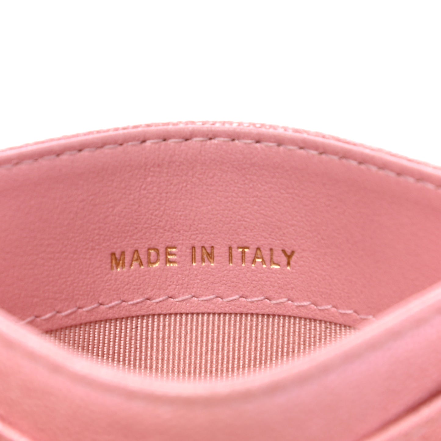 Iridescent Caviar Quilted Card Holder Rose Pink