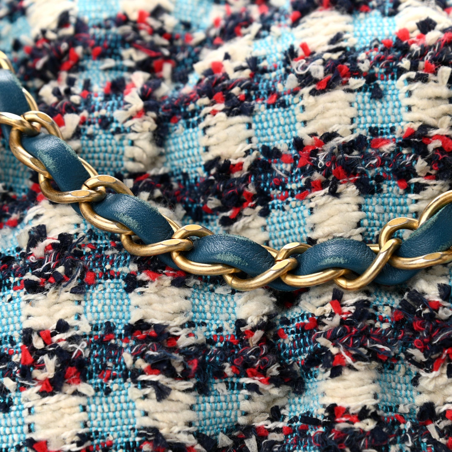 Chanel Lambskin Tweed Maxi Flap Blue Multicolor 12 of 13