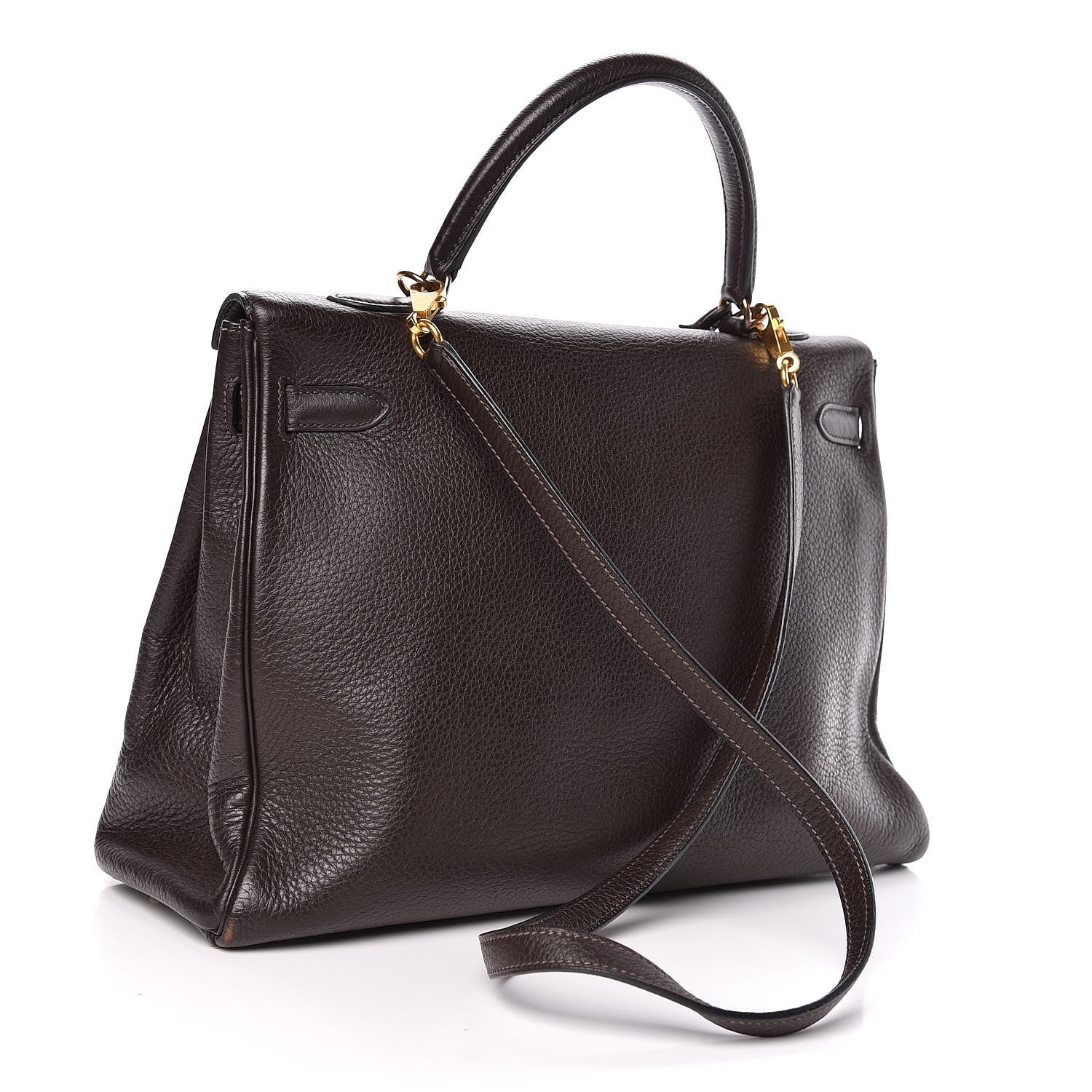 Hermes Taurillon Clemence Kelly Retourne 35 Chocolate 3 of 38