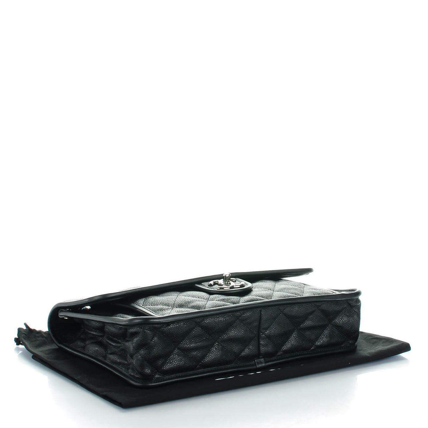 Caviar Quilted Large French Riviera Flap Black