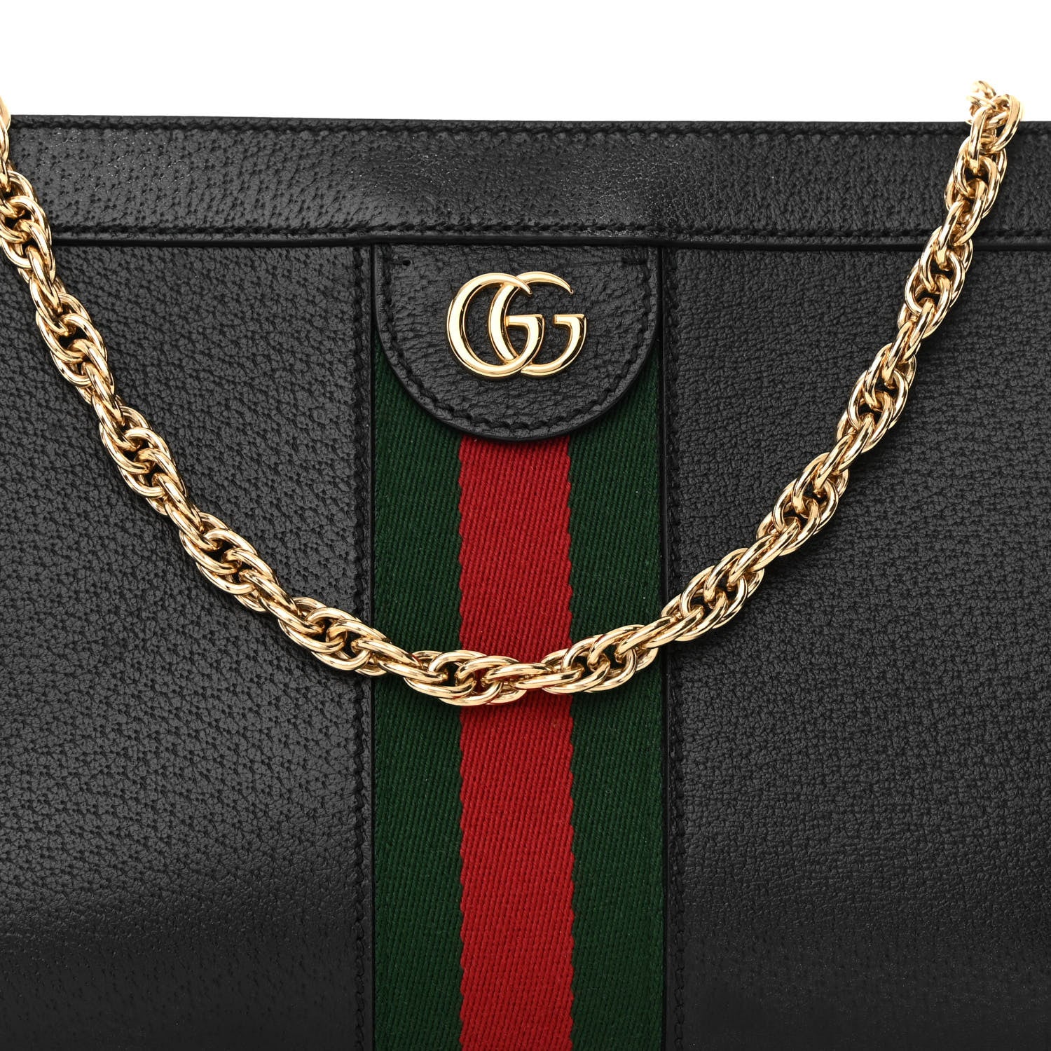 Gucci Calfskin GG Web Small Ophidia Chain Shoulder Bag Black 8 of 14