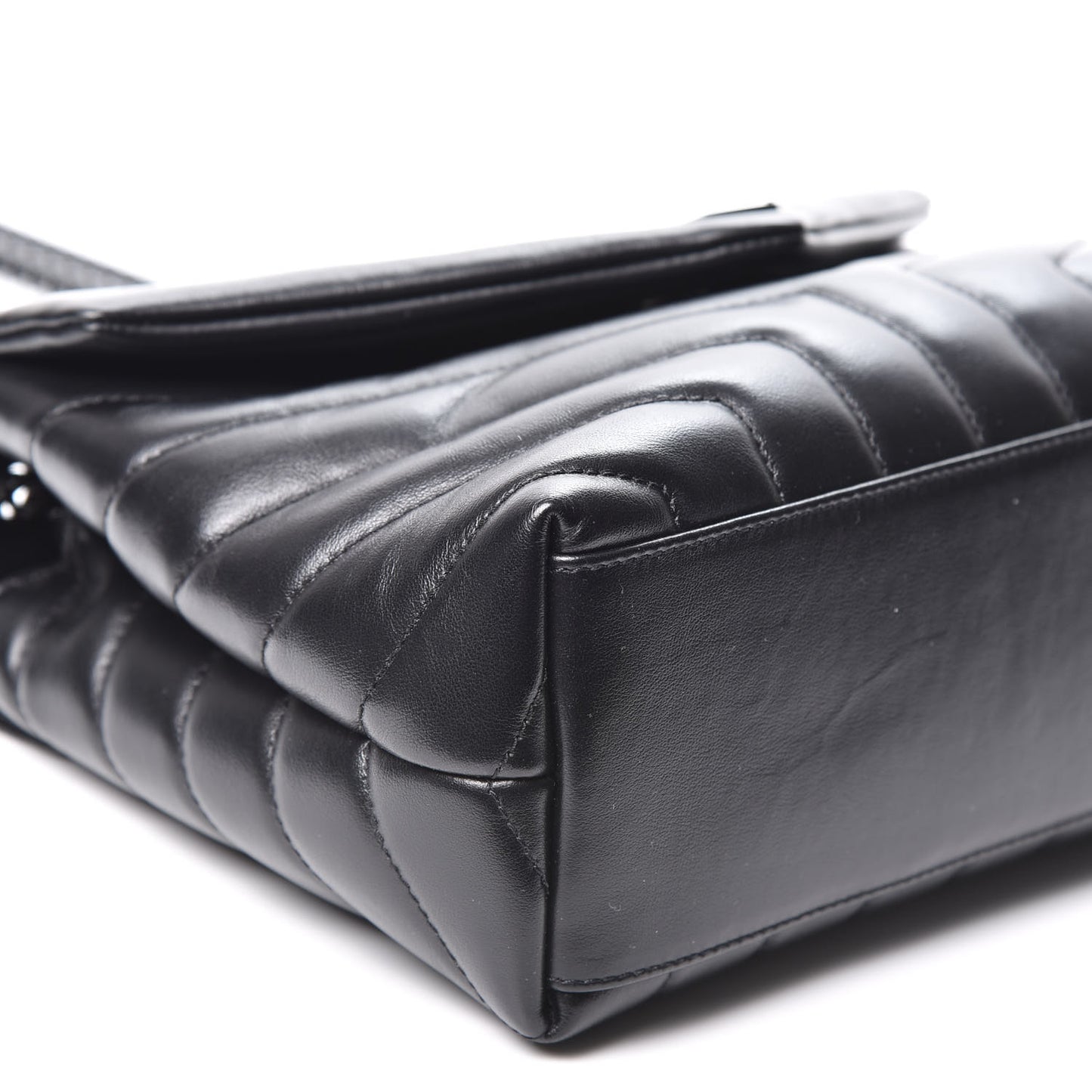Calfskin Y Quilted Monogram Small Loulou Chain Satchel Black